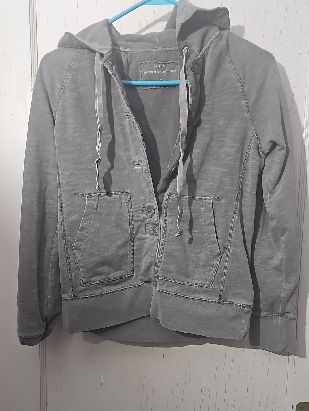 J. Crew Slub Cotton Hooded Utility Jacket in Slate Gray